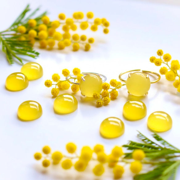 春季新品【低過敏性】含羞草黃玉髓銀/醫用不銹鋼（戒指） 第2張的照片