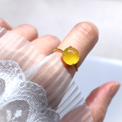 春季新品【低過敏性】含羞草黃玉髓銀/醫用不銹鋼（戒指） 第6張的照片