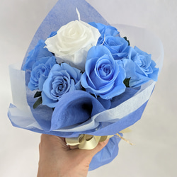 プリザーブドフラワー星空の輝きブルーローズ花束（花束ラッピング