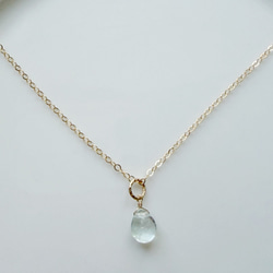 【カランコエの雫】14KGF アクアマリン ペアシェイプ ネックレス 2枚目の画像