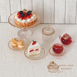 ダークチェリーのリングタルトとカップケーキセット ミニチュア