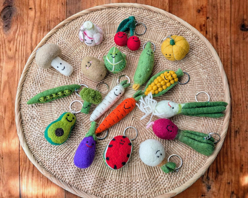 羊毛フェルト 野菜と果物のキーホルダー ハンドメイド プレゼント