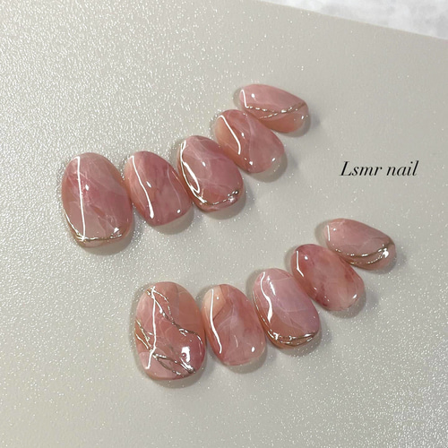 order】天然石nuance -pink-｜春ネイル｜大理石ネイル｜和装ネイル