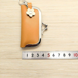 がま口 小さい財布 キーホルダー 8cm ライトブラウン 革 レザー 印鑑入れ コインケース 小銭入れ 7枚目の画像