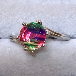 ダブレットクリスタル ☆ビビッドカラー ピンク×グリーン フリーサイズリング 天然石 指輪 16枚目の画像