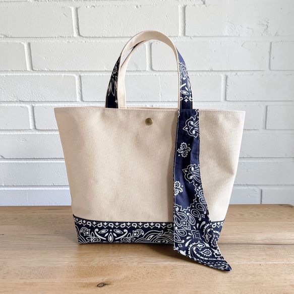 《受注制作》17色から選べる　ハバハンク　バンダナリメイクトートバッグ　Mサイズ　送料無料 11枚目の画像