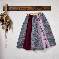 SALE ウール生地　ギャザースカート　フリーサイズ 着物リメイク　普段着 4枚目の画像