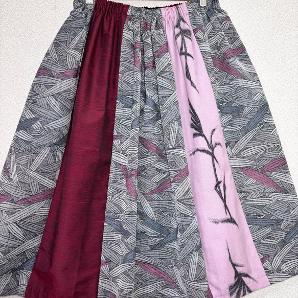 SALE ウール生地　ギャザースカート　フリーサイズ 着物リメイク　普段着 6枚目の画像