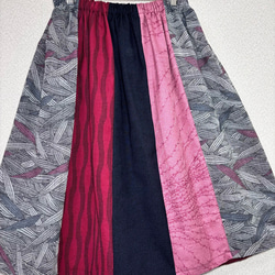 SALE ウール生地　ギャザースカート　フリーサイズ 着物リメイク　普段着 5枚目の画像