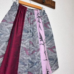 SALE ウール生地　ギャザースカート　フリーサイズ 着物リメイク　普段着 3枚目の画像