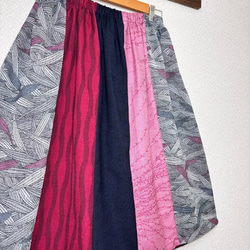 SALE ウール生地　ギャザースカート　フリーサイズ 着物リメイク　普段着 2枚目の画像