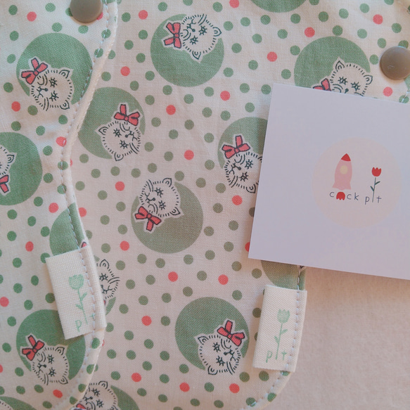 【布ナプキン】無添加ネル&ガーゼ レトロなねこ柄 23cm 2枚セット 7枚目の画像