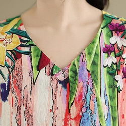 大きいサイズ 新品 春夏 ワンピース 花柄 ノースリーブ Vネック ロング＠ 6枚目の画像