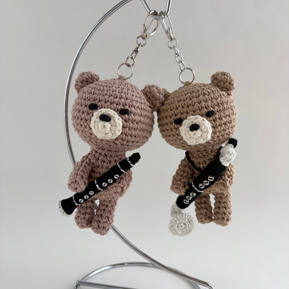 Goods〕[受注制作]クラリネット バスクラ くまさんキーホルダー 16色