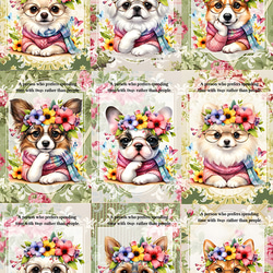 オリジナル 生地 ブロックデザイン パネル生地 犬 犬柄 ミニチュア