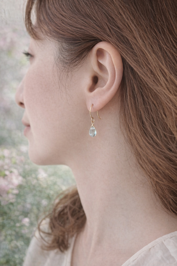 14KGF アクアマリン ピアス＆ネックレスセット 6枚目の画像