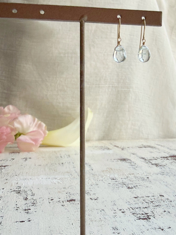 14KGF アクアマリン ピアス＆ネックレスセット 4枚目の画像