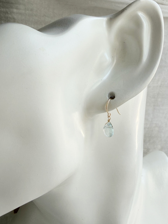 14KGF アクアマリン ピアス＆ネックレスセット 5枚目の画像