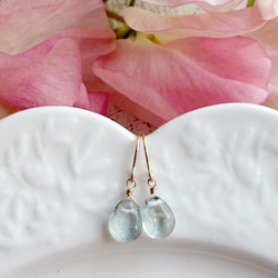 14KGF アクアマリン ピアス＆ネックレスセット 3枚目の画像