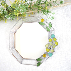 ミモザの八角形の鏡 (20size/max21） ステンドグラス ドレッサー