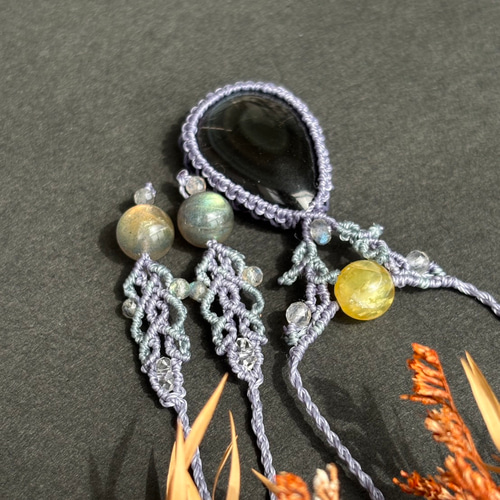 ご予約済｜レインボーオブシディアン マクラメペンダントネックレス