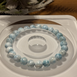 ブルータピオカ瑪瑙ブレスレット，タピオカアゲート！かわいいブルー