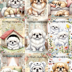 オリジナル 生地 ブロックデザイン パネル生地 犬 犬柄 ミニチュア