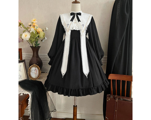 ゴシック風ロリータ lolitaドレス シスタードレス コスプレ衣装 普段着