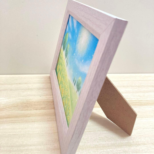 直筆 風景画 たんぽぽの花畑と青空 パステルアート 絵画 春 原画