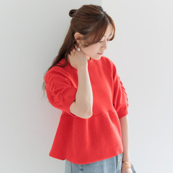 送料無料☆Hand knitted[手編み]コットンテープヤーンのOld roseサマー