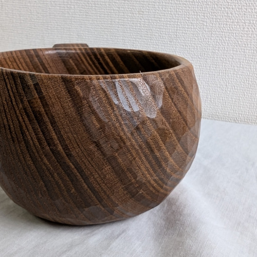 槐（エンジュ）の一木彫りコーヒーカップ マグカップ 良岳 通販
