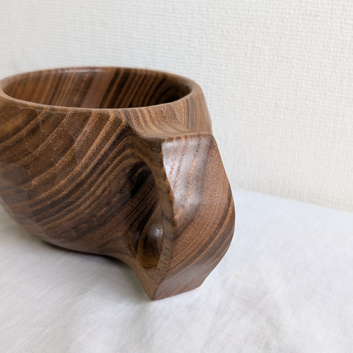 槐（エンジュ）の一木彫りコーヒーカップ マグカップ 良岳 通販