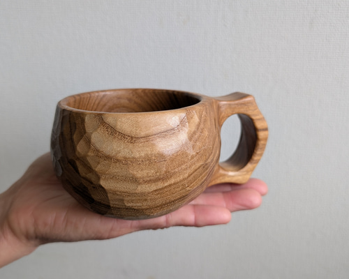 槐（エンジュ）の一木彫りコーヒーカップ マグカップ 良岳 通販