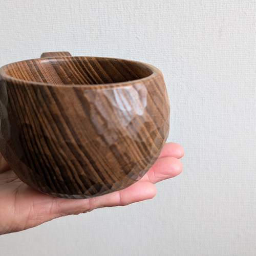 槐（エンジュ）の一木彫りコーヒーカップ マグカップ 良岳 通販