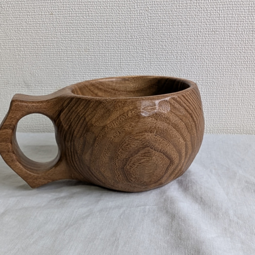 槐（エンジュ）の一木彫りコーヒーカップ マグカップ 良岳 通販