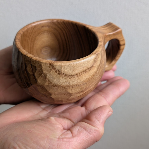 槐（エンジュ）の一木彫りコーヒーカップ マグカップ 良岳 通販