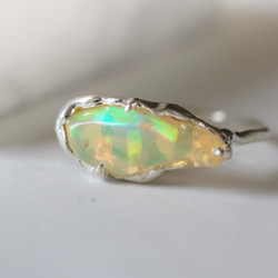 （獨一無二，925銀）巴洛克蛋白石銀戒指（15*6毫米，11號） 第10張的照片