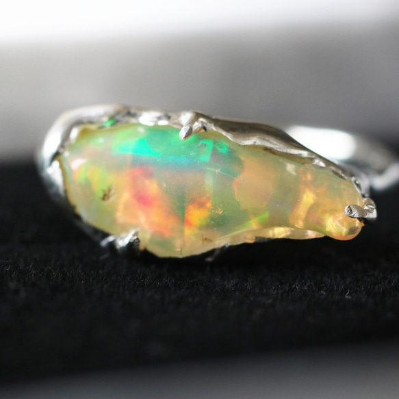 （獨一無二，925銀）巴洛克蛋白石銀戒指（15*6毫米，11號） 第2張的照片