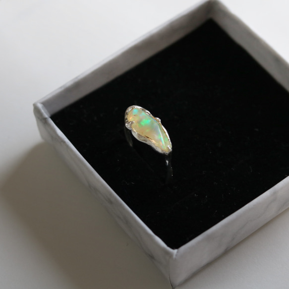 （獨一無二，925銀）巴洛克蛋白石銀戒指（15*6毫米，11號） 第8張的照片