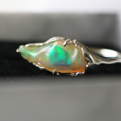 （獨一無二，925銀）巴洛克蛋白石銀戒指（15*6毫米，11號） 第1張的照片