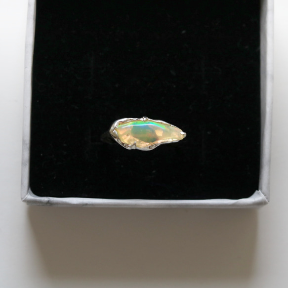 （獨一無二，925銀）巴洛克蛋白石銀戒指（15*6毫米，11號） 第5張的照片