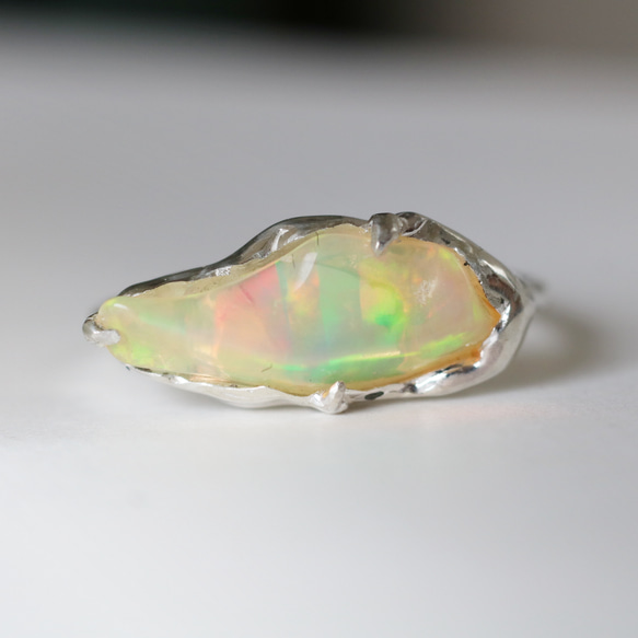（獨一無二，925銀）巴洛克蛋白石銀戒指（15*6毫米，11號） 第7張的照片