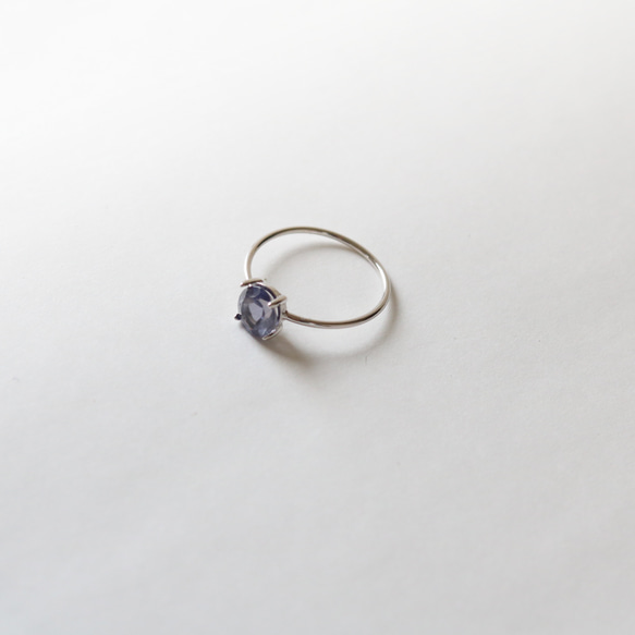 （925銀）寶石級堇青石刻面銀戒指（6毫米） 第8張的照片