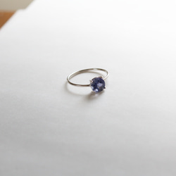 （925銀）寶石級堇青石刻面銀戒指（6毫米） 第9張的照片