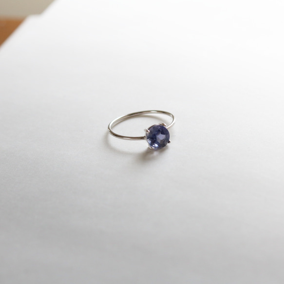 （925銀）寶石級堇青石刻面銀戒指（6毫米） 第9張的照片