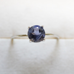 （925銀）寶石級堇青石刻面銀戒指（6毫米） 第4張的照片