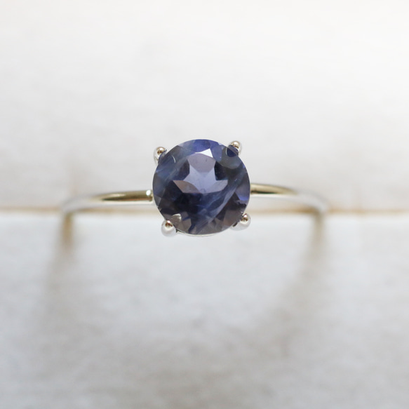 （925銀）寶石級堇青石刻面銀戒指（6毫米） 第4張的照片