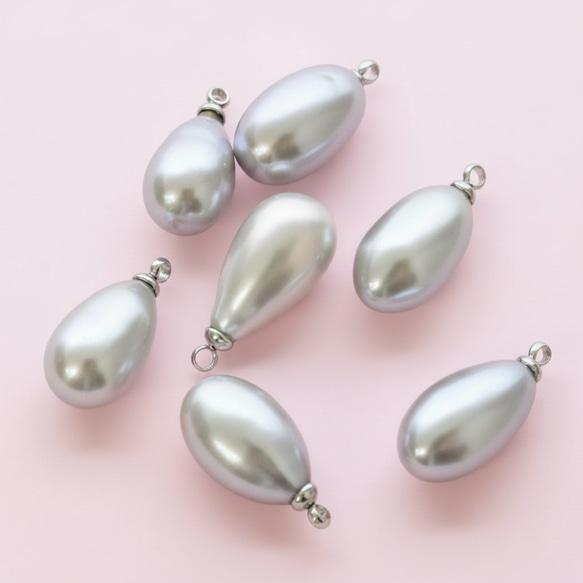 春季新品【自選款式】大號 AAAA 級灰色銀色淡水珍珠吊墜醫用級不銹鋼項鍊 第12張的照片