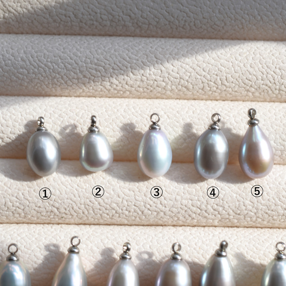 春季新品【自選款式】大號 AAAA 級灰色銀色淡水珍珠吊墜醫用級不銹鋼項鍊 第4張的照片
