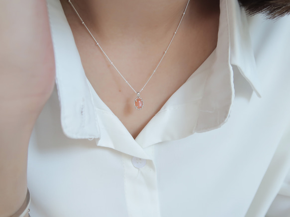 925純銀 澄月光石 細麻花邊 爪鑲 項鍊 (2種鍊型可選) 免費送禮包裝 第15張的照片